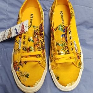 Superga Yellow Floral Sneakers